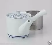 Japanese White Porcelain : Spiral - Kyusu Tea pot w Super stainless steel net