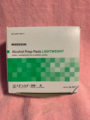 Alcohol Prep Pads Medium ~ Saturated Wipes ~ Individually Wrapped Sterile 200ct