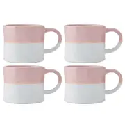 4PK Mikasa 350ml Ombre Coffee Mug Tea Cup Clay Drinkware w/ Handle Pink/White