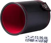 LALADEFIEE Dice Rolling Cup Set Lids Leather Dice Cup Dices for Family Gatherings Bar Entertainment