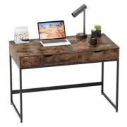 Bestier Computer Desk 29.72" Particle Board 2-Drawers Adjustable Height Brown