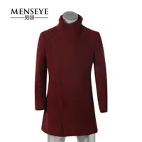 在飛比找ETMall東森購物網優惠-男眼Menseye冬季暗紅色羊毛大衣