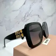 MIU MIU Sunglasses Black 56-17-135 mm Square Gold Metal LogoItaly Oversized