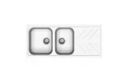 CARYSIL Beethoven D200 Granite Kitchen Sink - 1160 x 500mm 1 + 3/4 Bowl with Drainer - Snova White - Top Mount