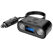 Type-C USB Car Charger Dual Ports Cigarette Lighter Digital LED Display 12V-24V