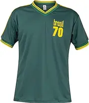 [JL Sport] Brazil 70 Green Football Jersey Sport T-Shirt Fans Retro Vintage