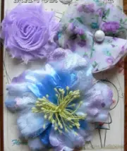 BLUE ENCHANTED & WISTERIA LILAC Fabric 3 Flowers 60-100mm Manor HouseMHY1