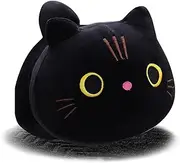 9.8" Black Cat Plush Kawaii Cat Pillow Black Cat Stuffed Animal Plushies Cute Round Eyes Kitten Plush Doll Toy for Friend Birthday Valentine Christmas (Black)