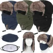 Men Women Winter Warm Hat Earflap Ski Snow Cap Fleece Face Mask for Cold Weather