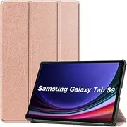 [Kepuch] Custer Case Compatible for Samsung Galaxy Tab S9 11" X710 X716B X718U / S9 FE 11" X510 X516B,Ultra-Thin PU-Leather Hard Shell Cover - Rose Gold