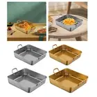 Snack Tray Serving Tray with Handles Stainless Steel Square Fries Plate Baking