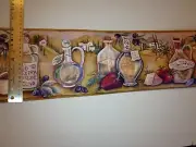 VERGINE & NAPA VALLEY OLD OLIVE OIL BOTTLES PREPASTED KITCHEN BORDER KK79377
