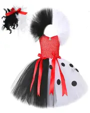 Cruella Dalmation Tutu Dress Girls Costume
