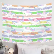 Stripes and Rainbow Unicorn Pattern Tapestry