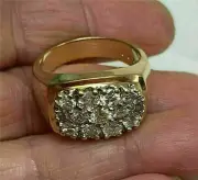 3Ct Round Cut Moissanite Cluster Men's Engagement Ring Yellow Gold Plated Silver
