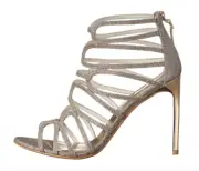 Stuart Weitzman Women's Loopdeloop Platinum Metallic Sandals N4571 Size 9.5 M