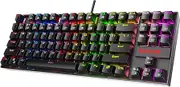Redragon K552 Mechanical Gaming Keyboard 60% Compact 87 Key Kumara Wired Cherry MX Blue Switches Equivalent for Windows PC Gamers (RGB Backlit Black)