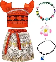 KumSoomliy Moana Costume Kid Fancy Dress up Outfit for Girls Adventure Halloween Birthday Party Holiday Cosplay Child Dressing with Accessories for 1-8 Y