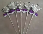 Mini Horse Rosettes Mane Flowers Foil Decorations - Silver, Purple and White