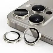 JETech Camera Lens Protector for iPhone 15 Pro 6.1-Inch and iPhone 15 Pro Max 6.7-Inch, 9H Tempered Glass Metal Individual Ring Cover, HD Clear, 1 Set (Natural Titanium)