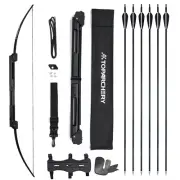 58" Archery Takedown Foldable Bow+6x Arrows Set for LH/RH Longbow Hunting Target