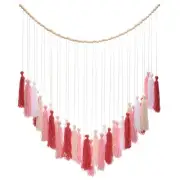 Colorful Tassel Garland Wood Beads Tassel Garland Banner Wall Hangings / Style 3
