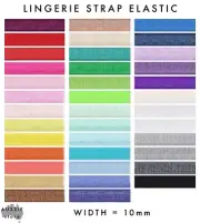 Shiny like Satin Bra Strap type Elastic 3/8" 10mm per metre Chinlon & Spandex