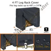 4' Log Rack Cover for 48x24" Outdoor Patio Four Foot Firewood Storage - Black