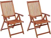 Garden Chair Folding Garden Chairs 2 pcs Solid Acacia Wood Brown Patio Seating