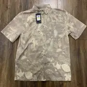 Under Armour Dockside SS Novelty UPF 30 Button Shirt Beige Sand Camo Color Sz M
