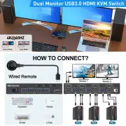 HDMI kvm Switch 2 Monitors 3 Computers 4K@60hz USB 3.0 kvm switches Dual Monitor