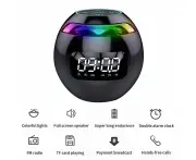 5W Digital LED Alarm Clock TF Radio Bluetooth Speaker Bedside Round Night Lights