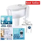 7-Cup Water Filter Pitcher with 3 Filters & Change Reminder - Brita Compatible