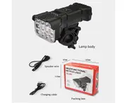 12 LED Bike Light Highlight USB Rechargeable Waterproof Bicycle Headlight with Bicycle Horn Back