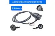 2m Piggyback Extension Cord 240V Power Lead Cable AU 3-Pin Black
