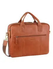 [PIERRE CARDIN] Rustic Leather Computer Bag in Cognac