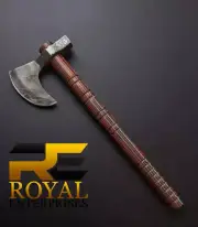 custom handmade damascus steel hunting axe viking hatchet tomahawk axe.