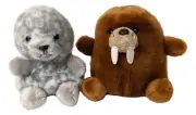 Set of 2 MARINA HARBOR SEAL & WALDO WALRUS Palm Pals 5" Animal Plush, Aurora