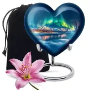 Aurora Borealis Reflection: Heart Themed Large Memorial Urn