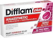 Difflam Plus Anaesthetic Sore Throat Lozenges, Berry, 16 count