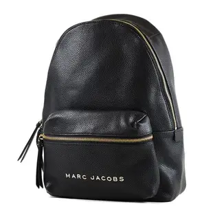 MARC JACOBS 金字荔枝紋拉鍊後背包-黑色/大