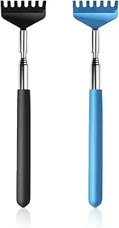 BEZANU Back Scratche, 2PCS Portable Extendable Back Massage Tool for Men Women Dogs (Blue & Black)