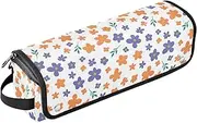 [sanluoli] 2-in-1 Curling Iron Travel Case with Removable Heat Resistant Mat Curling Iron Travel Holder Storage Bag Pretty Bloom (Orange