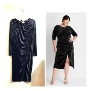 Future Collective Women Plus 4X Black Velour Party Dress Ruched Open Back NEW