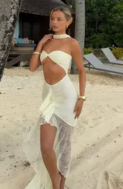 Inner Goddess Lace Maxi Dress Lemon