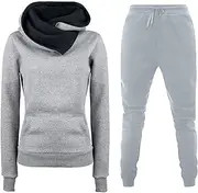 [Generic] Women Interview Clothes Set Set Autumn And Winter Hoodie Athletic Casual Pants Set Elegant Women Pants Suit (Grey, XXL)
