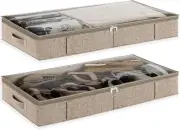 Beige Low Profile Under Bed Storage Containers 5 inches high, 33.8"x beige