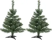 Harbour Housewares 2ft Christmas Trees - 58cm / 2ft - Green - Pack of 2 - Indoor Desktop Small Xmas Tree Pine Artificial Christmas Tree with Stand Mini Tabletop Holiday Seasonal Decoration