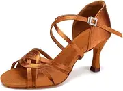 [VCIXXVCE] Women's Professional Latin Dance Shoes Silk Satin Open Toe Salsa Bachata Dance Performance Sandals
