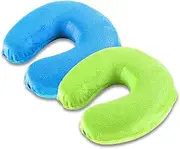 [2PCS] Swosh Travel in Comfort with 2 Pcs Memory Foam Neck Pillow, 28 x 28 x 10cm - Removable Cover, Comfortable, Blue and Green
